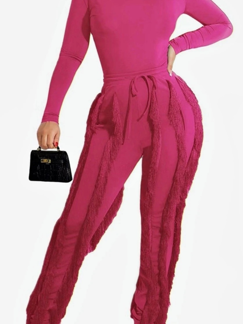 Pink Ruched Wide Leg pant set Like New